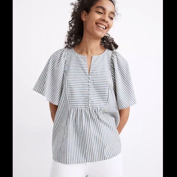 Madewell courtyard flutter-sleeve top in stripe - Picture 12 of 12